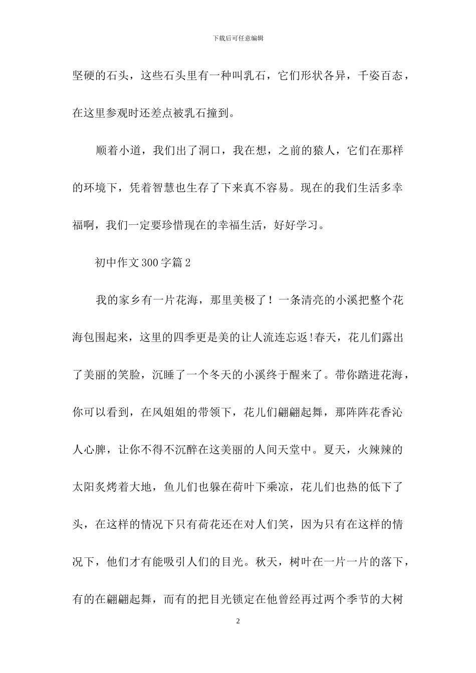 初中作文300字集合五篇_第2页