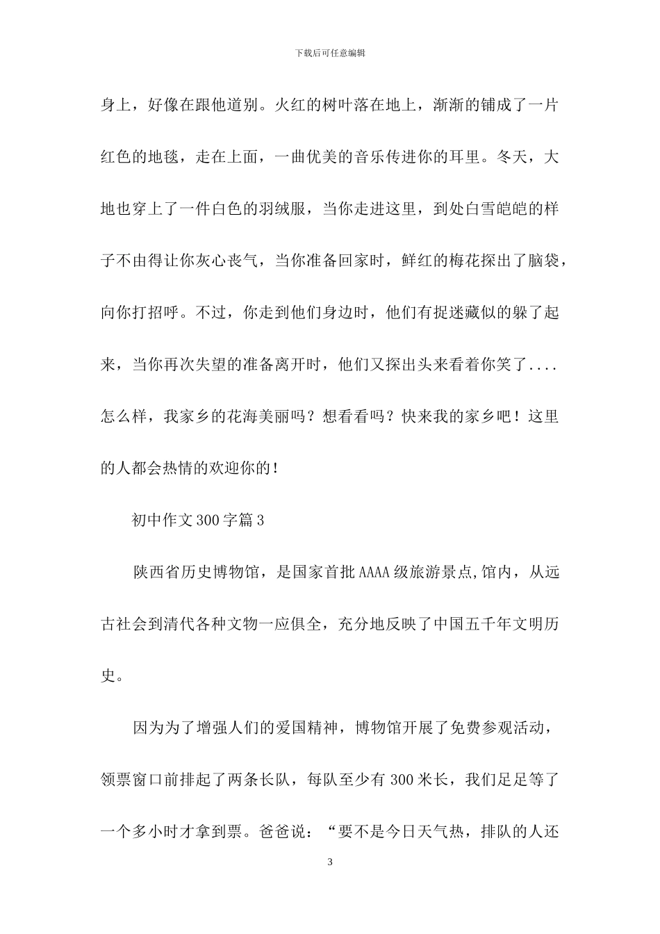 初中作文300字集合五篇_第3页