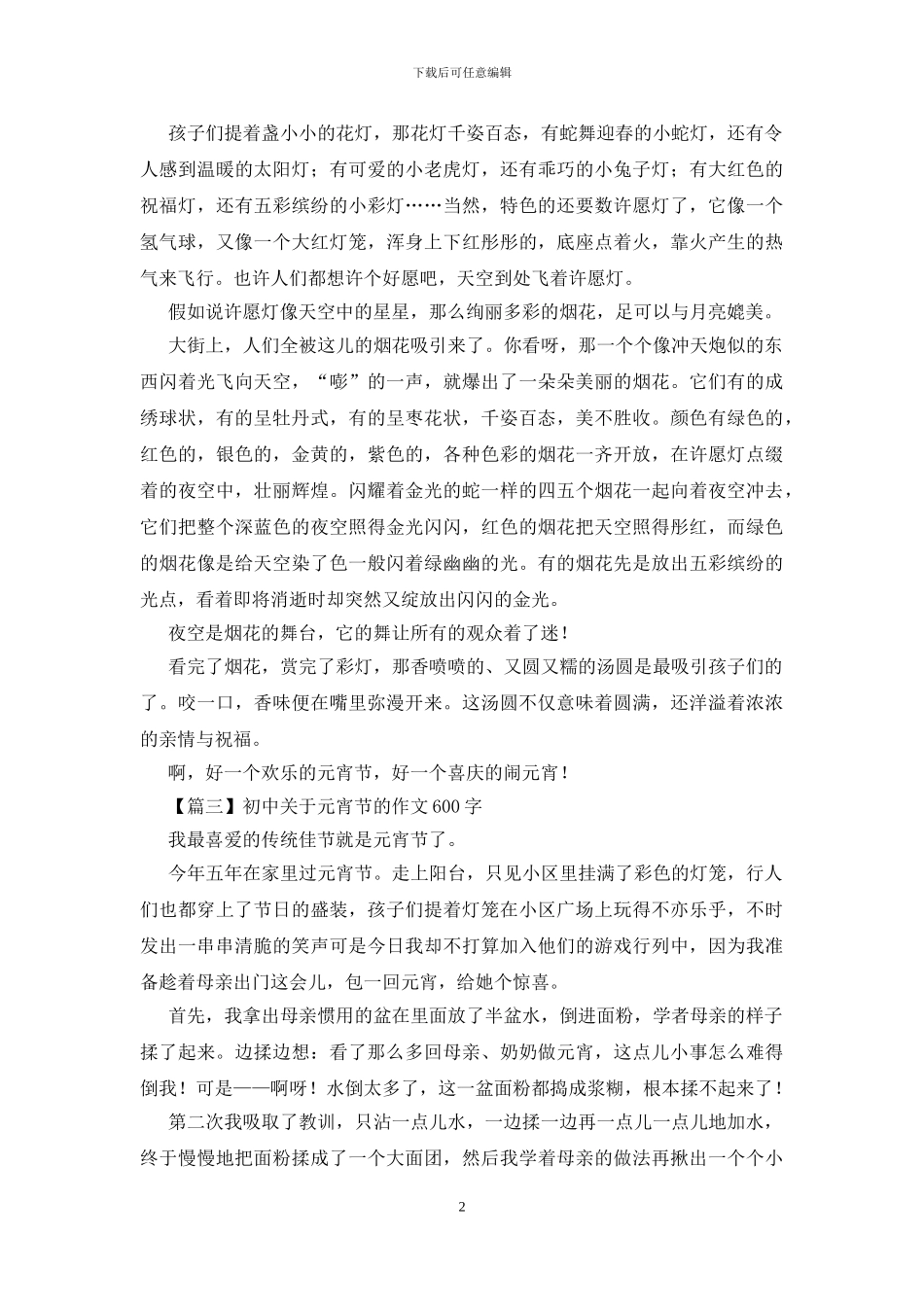 初中关于元宵节的作文600字_第2页