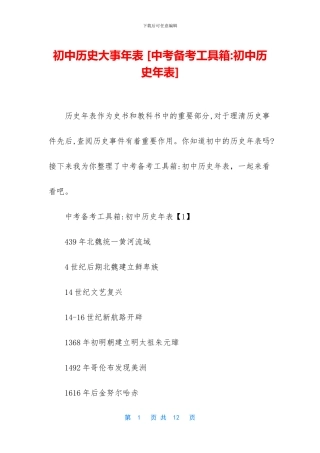 初中历史大事年表-