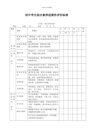 初中学生综合素质发展性评价标准