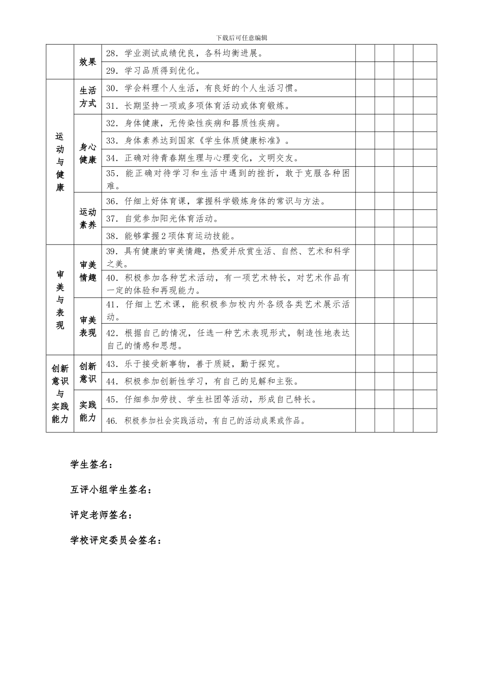 初中学生综合素质评价表_第2页