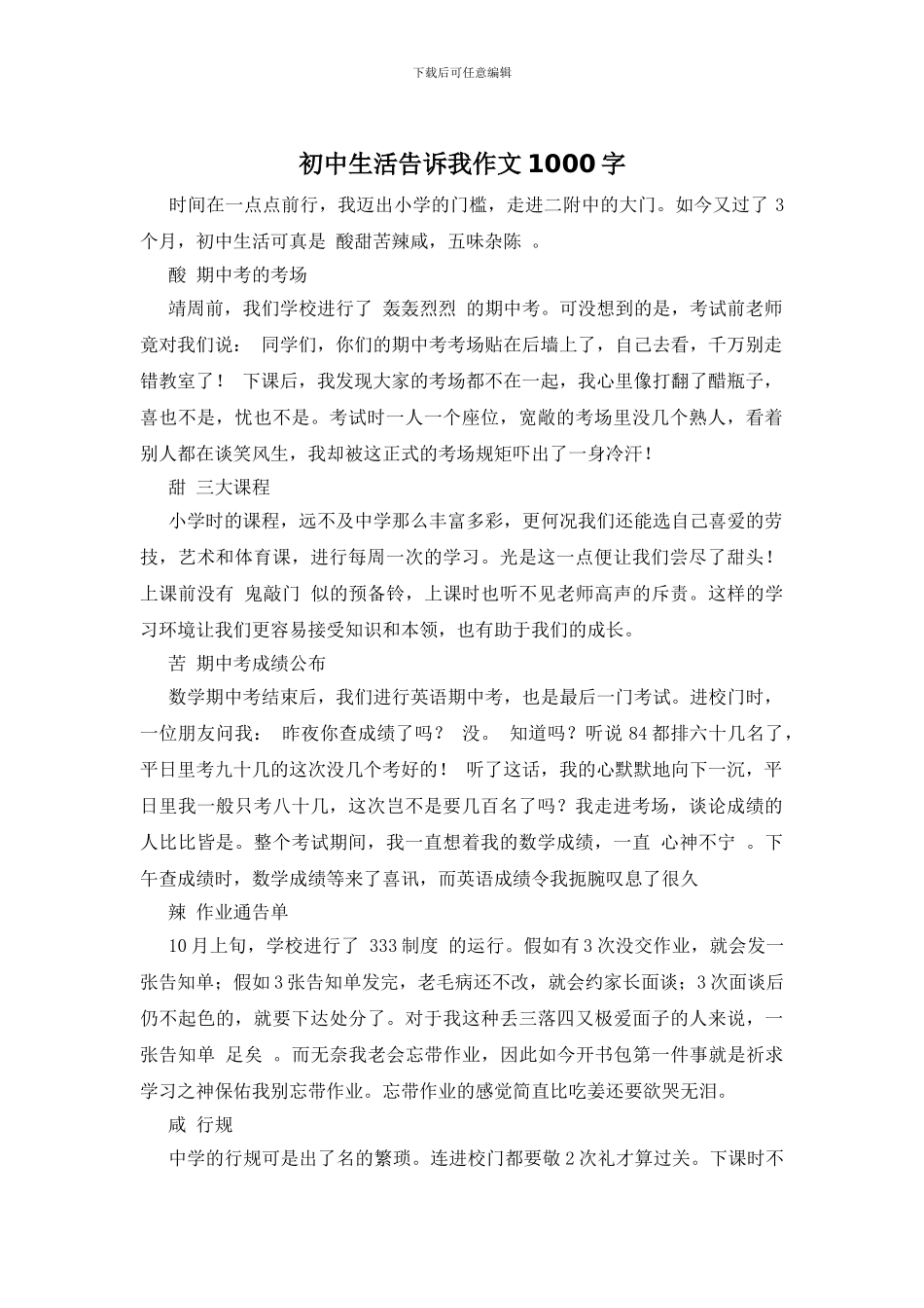 初中生活告诉我作文1000字_第1页