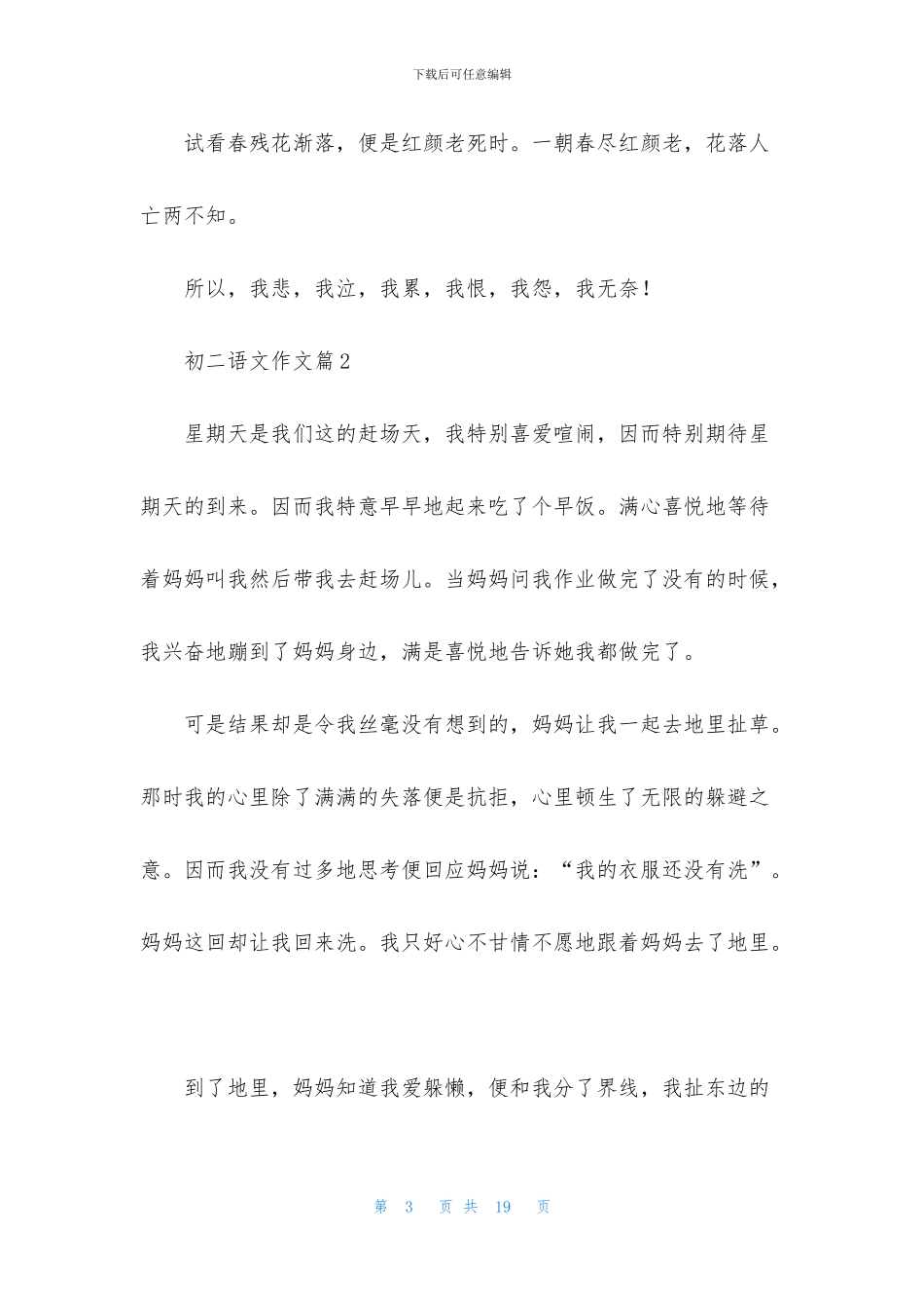 初二语文作文集锦九篇_第3页