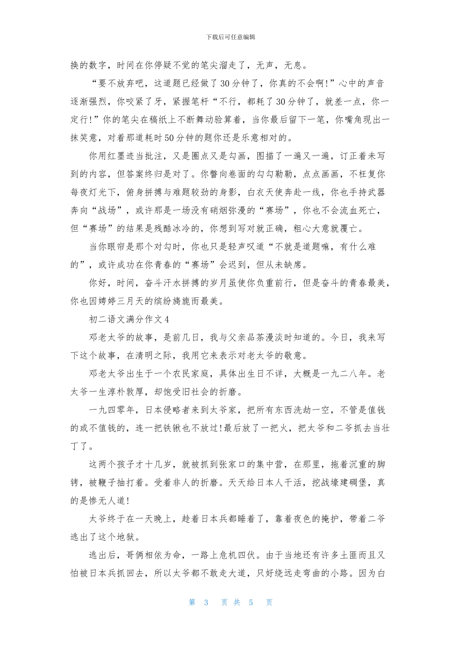 初二语文满分作文_第3页