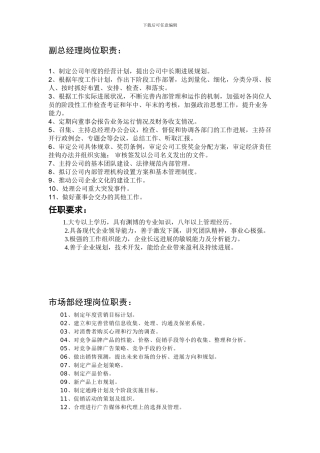 初期各岗位职责及任职要求