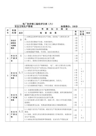 初步竣工验收评分表六