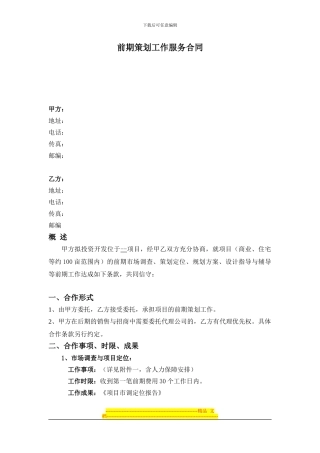 前期策划工作服务合同-文档-