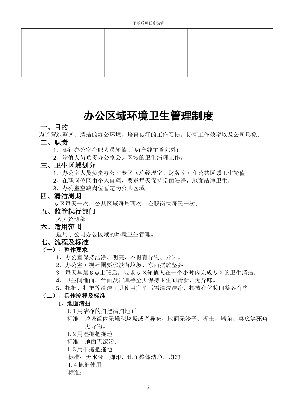 办公区域环境卫生管理制度_第2页