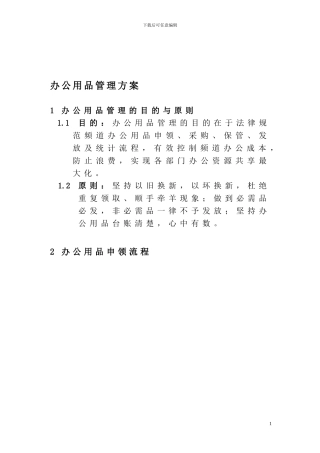 办公用品管理方案