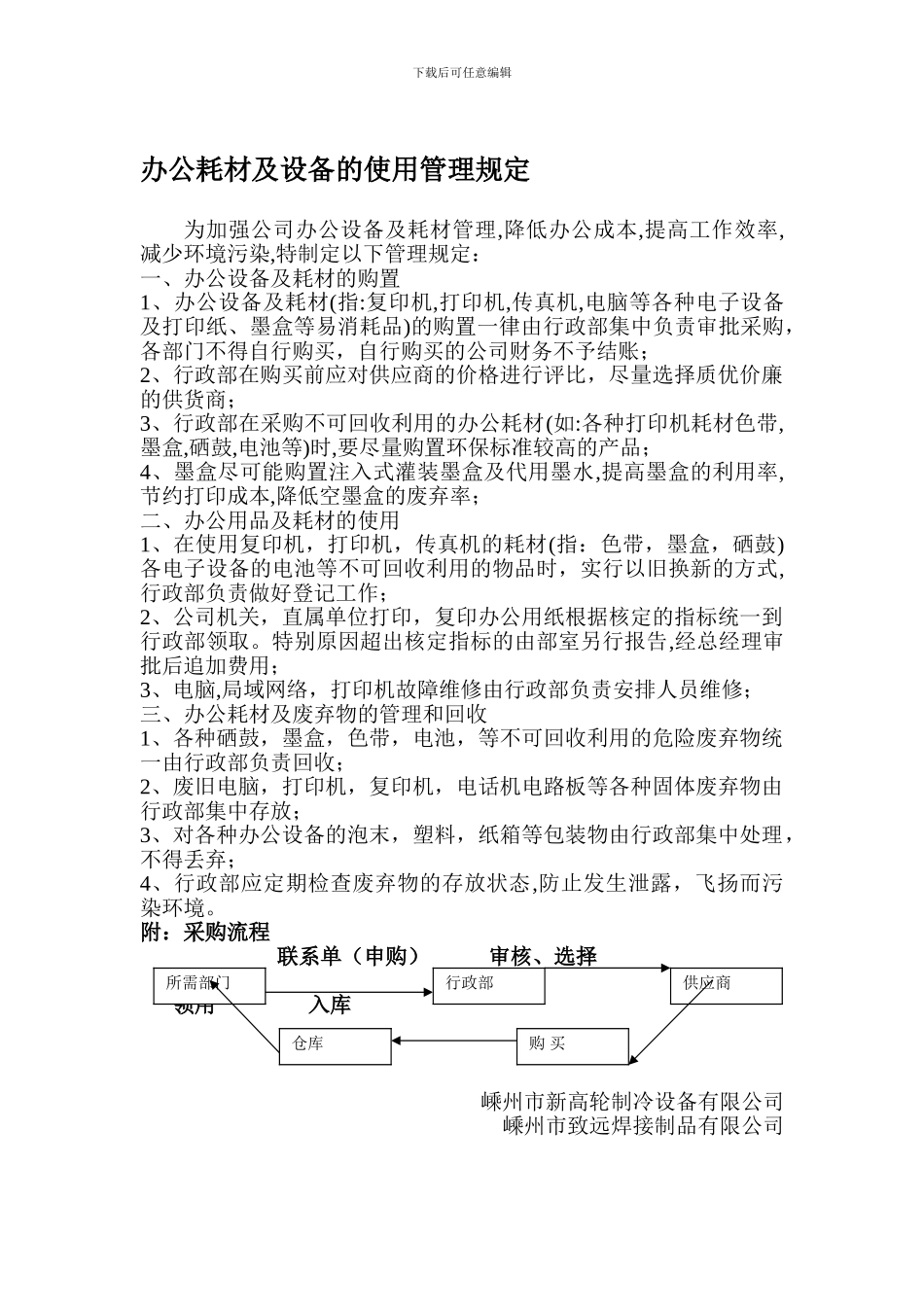 办公耗材使用管理规定_第1页