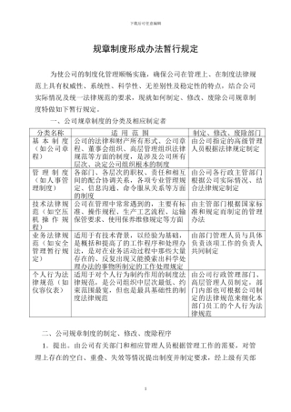 办字A01-1号-制定、修改、废除公司规章制度的暂行规定