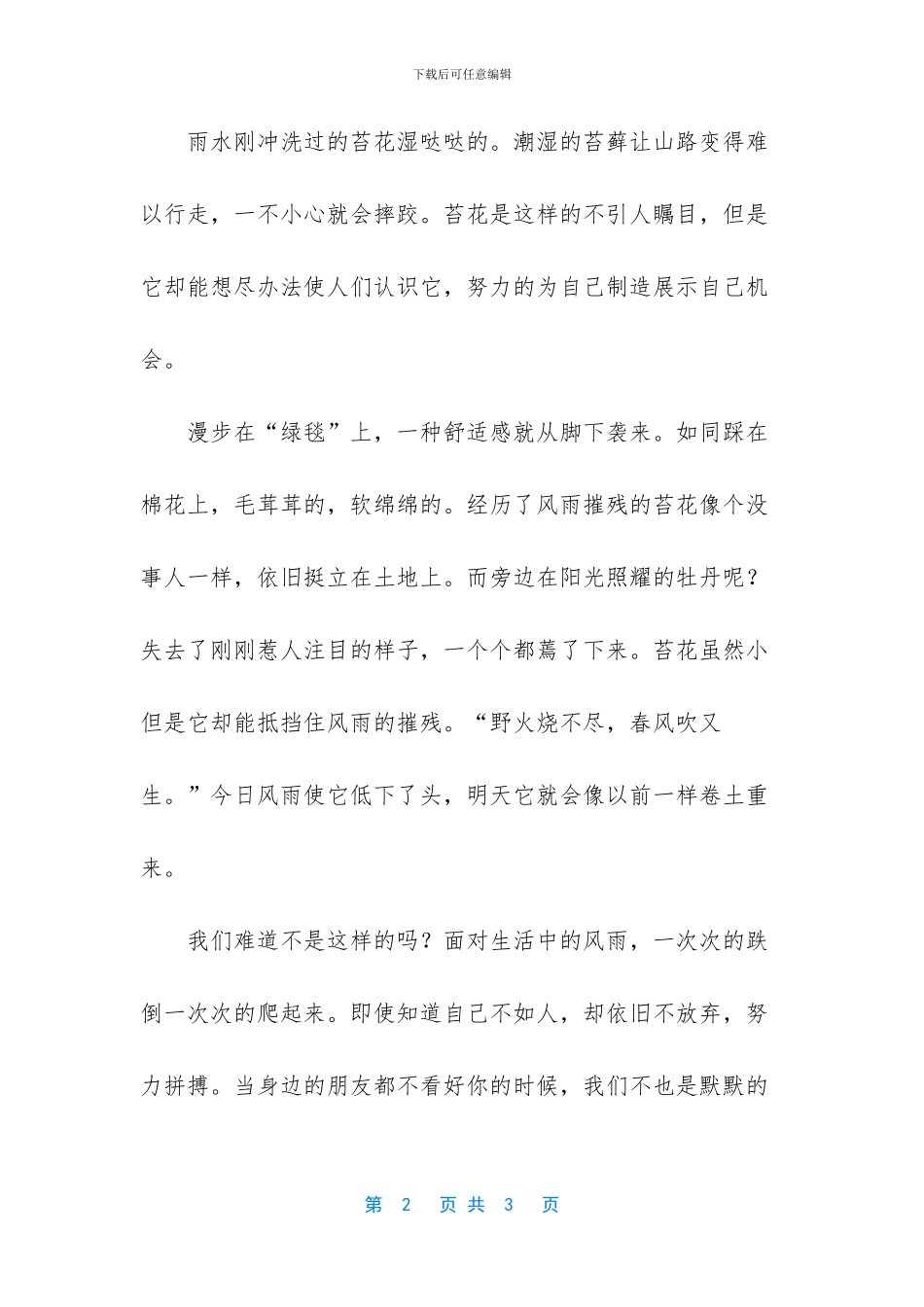努力绽放作文初中作文苔_第2页