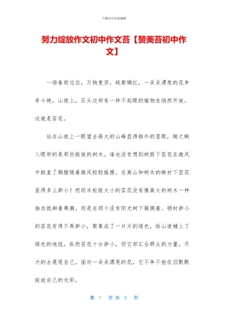 努力绽放作文初中作文苔