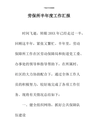 劳保所半年度工作汇报