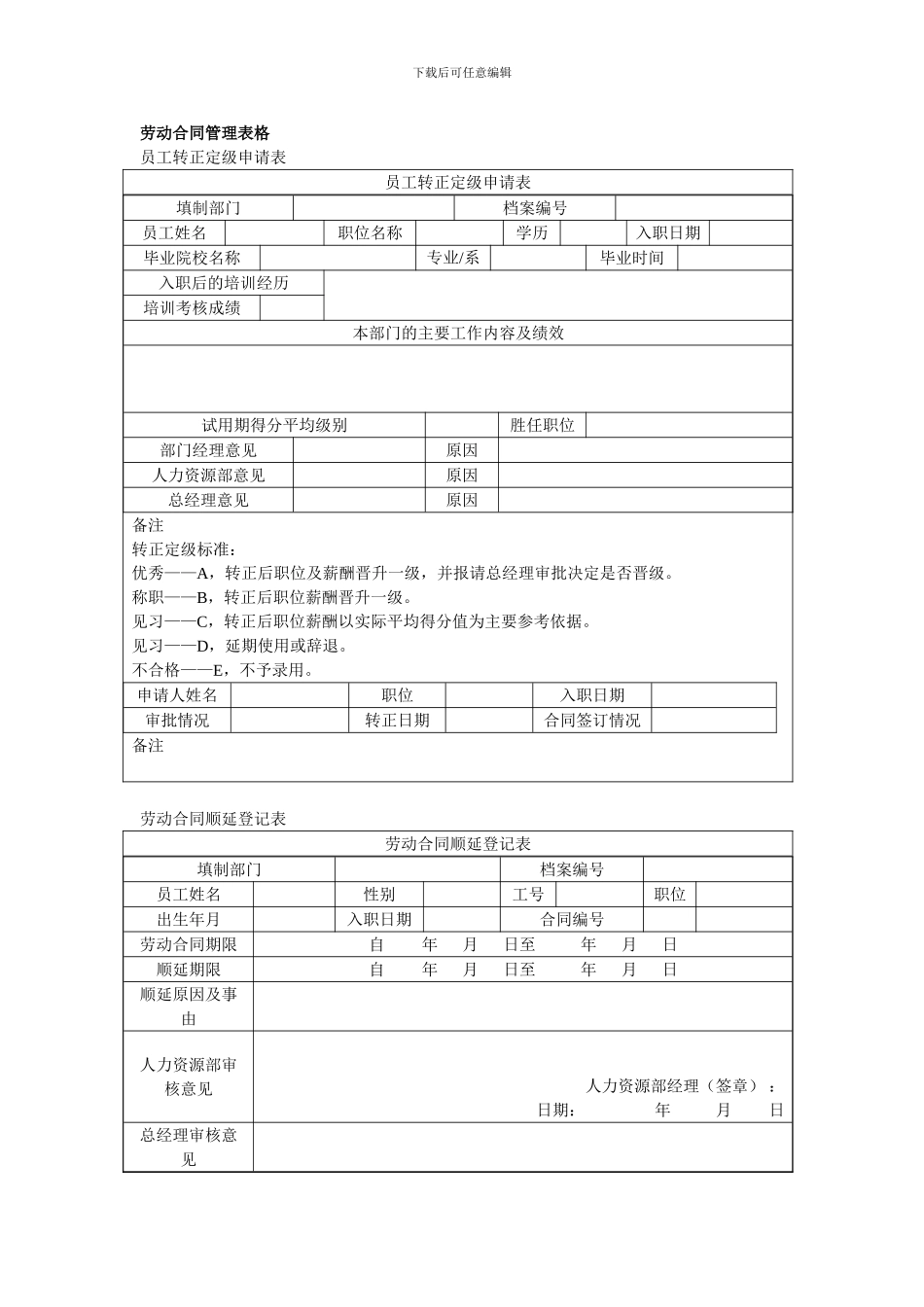 劳动合同管理表格大全_第1页