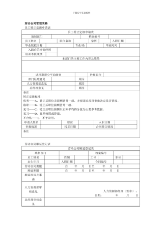 劳动合同管理表格大全