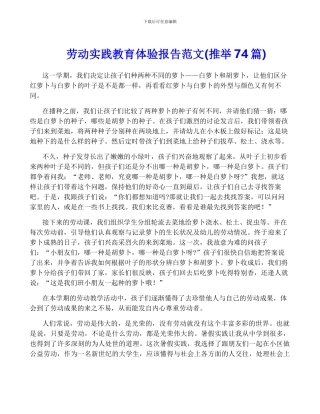 劳动实践教育体验报告范文