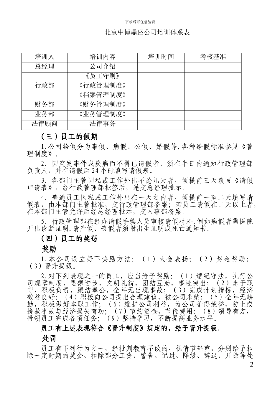 北京中博鼎盛文化公司行政管理制度_第2页