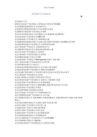 北京房地产公司百强名录