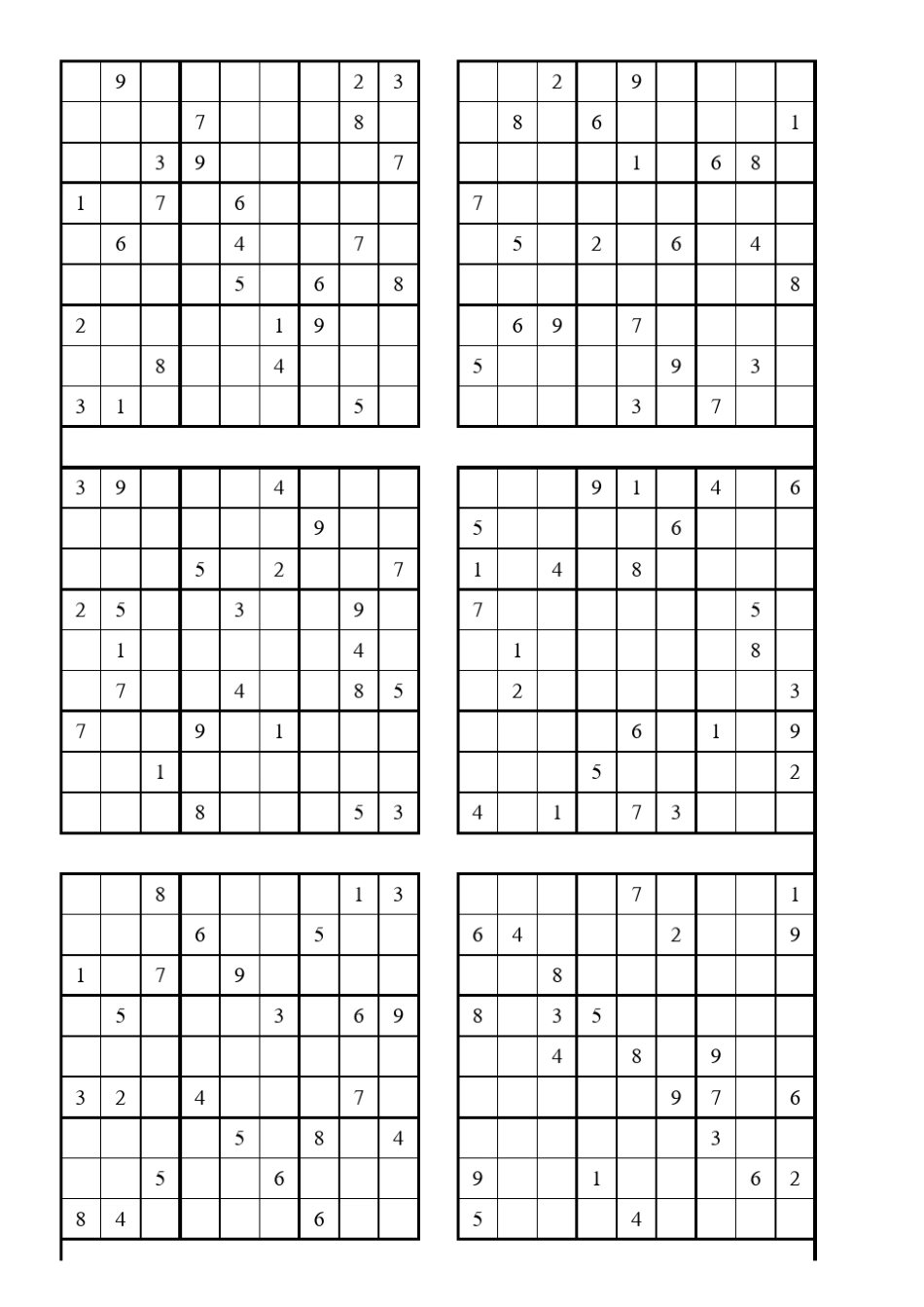 九宫格中级难度数独已排好版直接打印80题_第3页