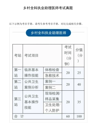 乡村全科执业助理医师真题