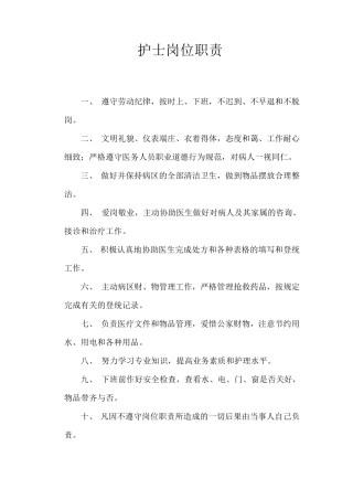 乡镇卫生院各级护士职责;护理核心制度;各班护士职责