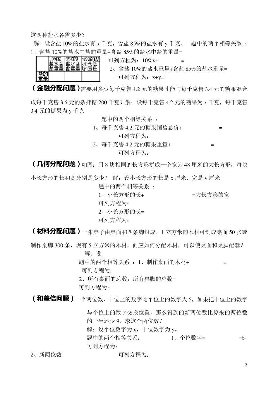 二元一次方程组应用题分类复习_第2页