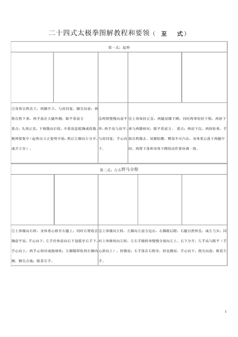 二十四式太极拳图解教程和要领(1至11式)_第1页