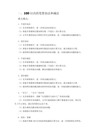 二年级上册数学重点、难点、知识点总结