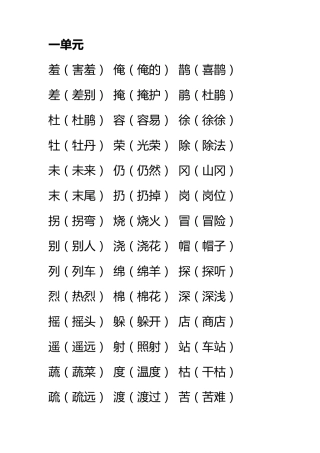 二年级下册形近字总汇