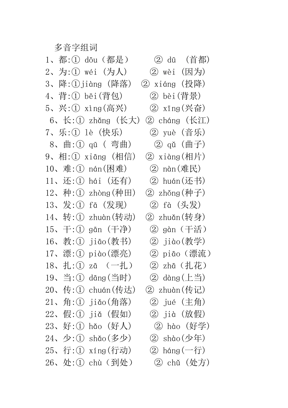 二年级下册语文多音字组词_第3页