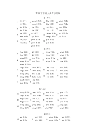 二年级下册语文多音字组词