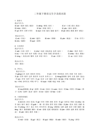 二年级下册语文生字及组词表(含拼音)