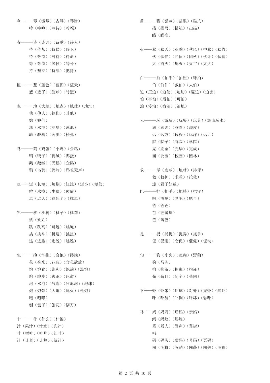 二年级加偏旁组字在组词4_第2页