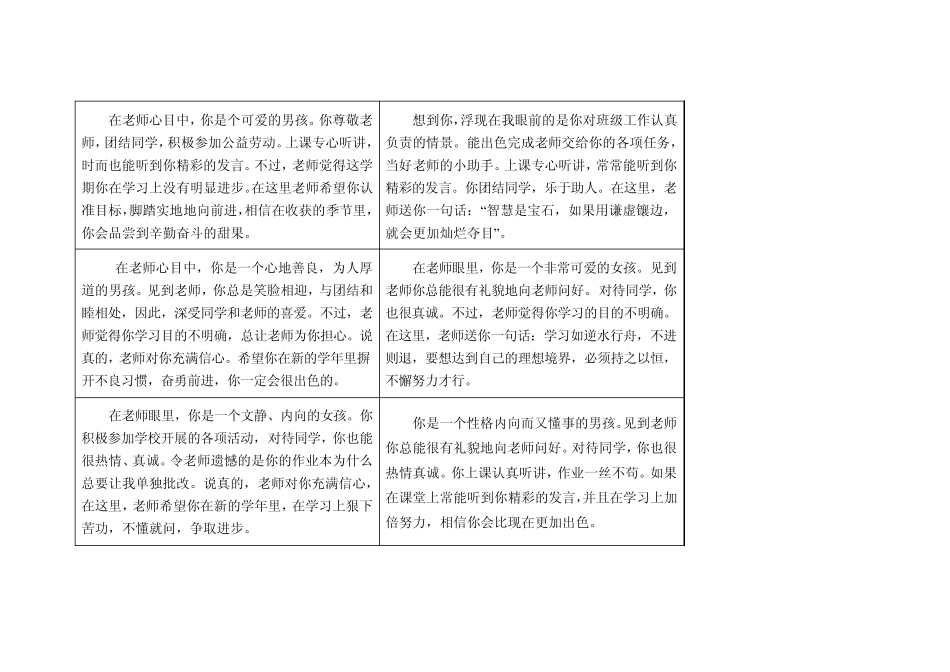 二年级评语素质发展报告书(表格式)_第3页