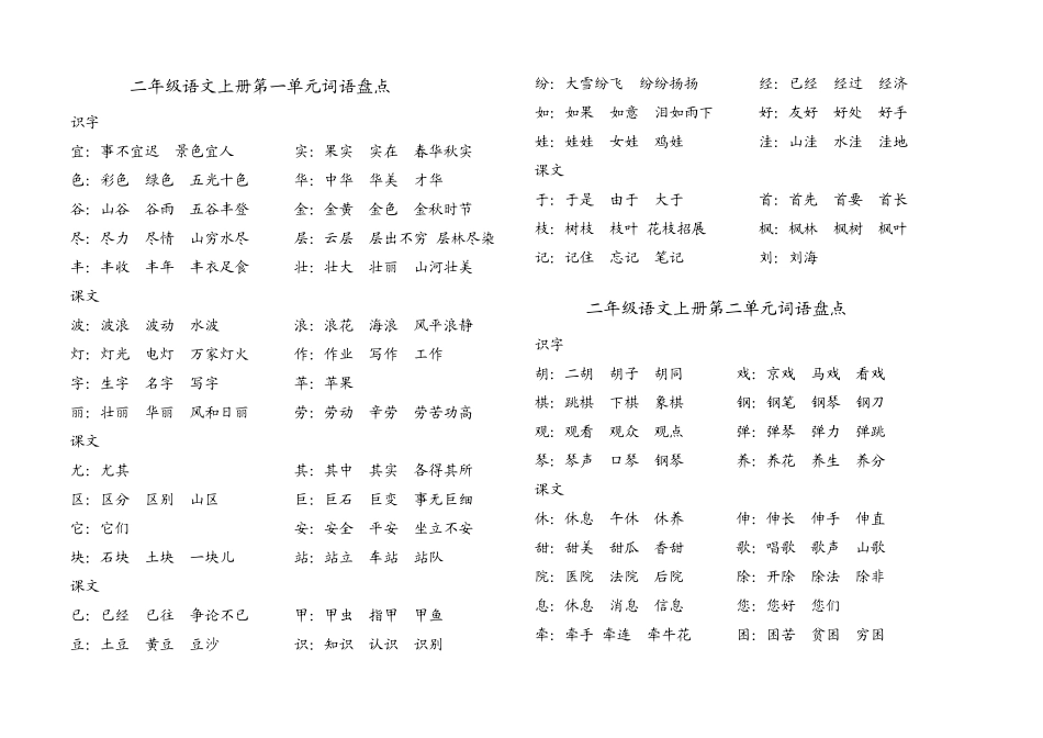 二年级语文上册词语盘点整理版_第1页