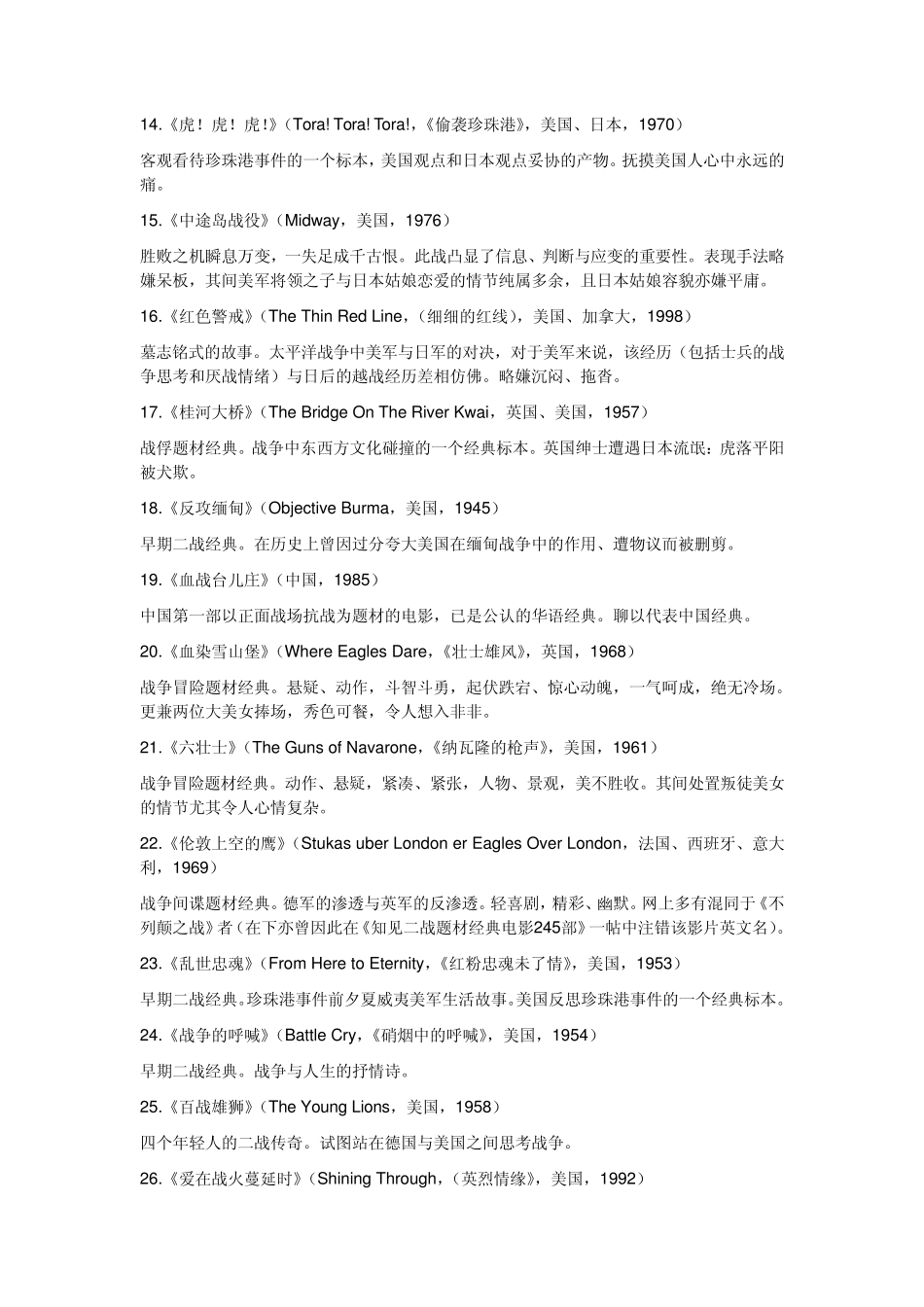 二战题材经典电影245部以纪念世界反法西斯战争胜利60周年_第2页