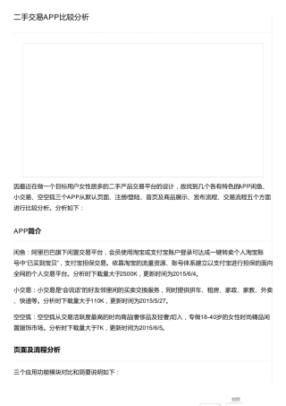 二手交易APP比较分析