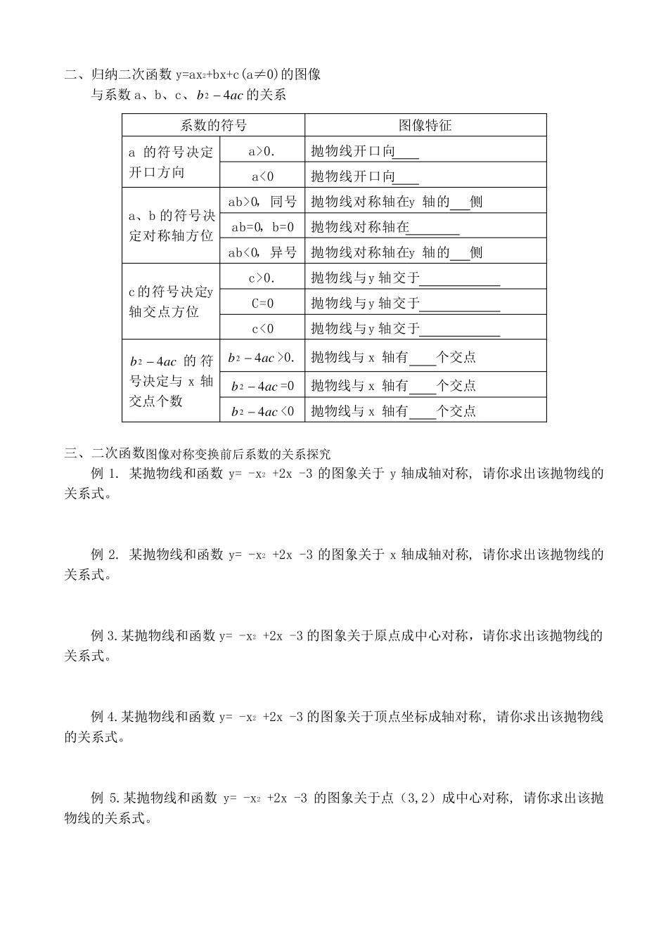 二次函数图像对称变换前后系数的关系(专题)_第2页