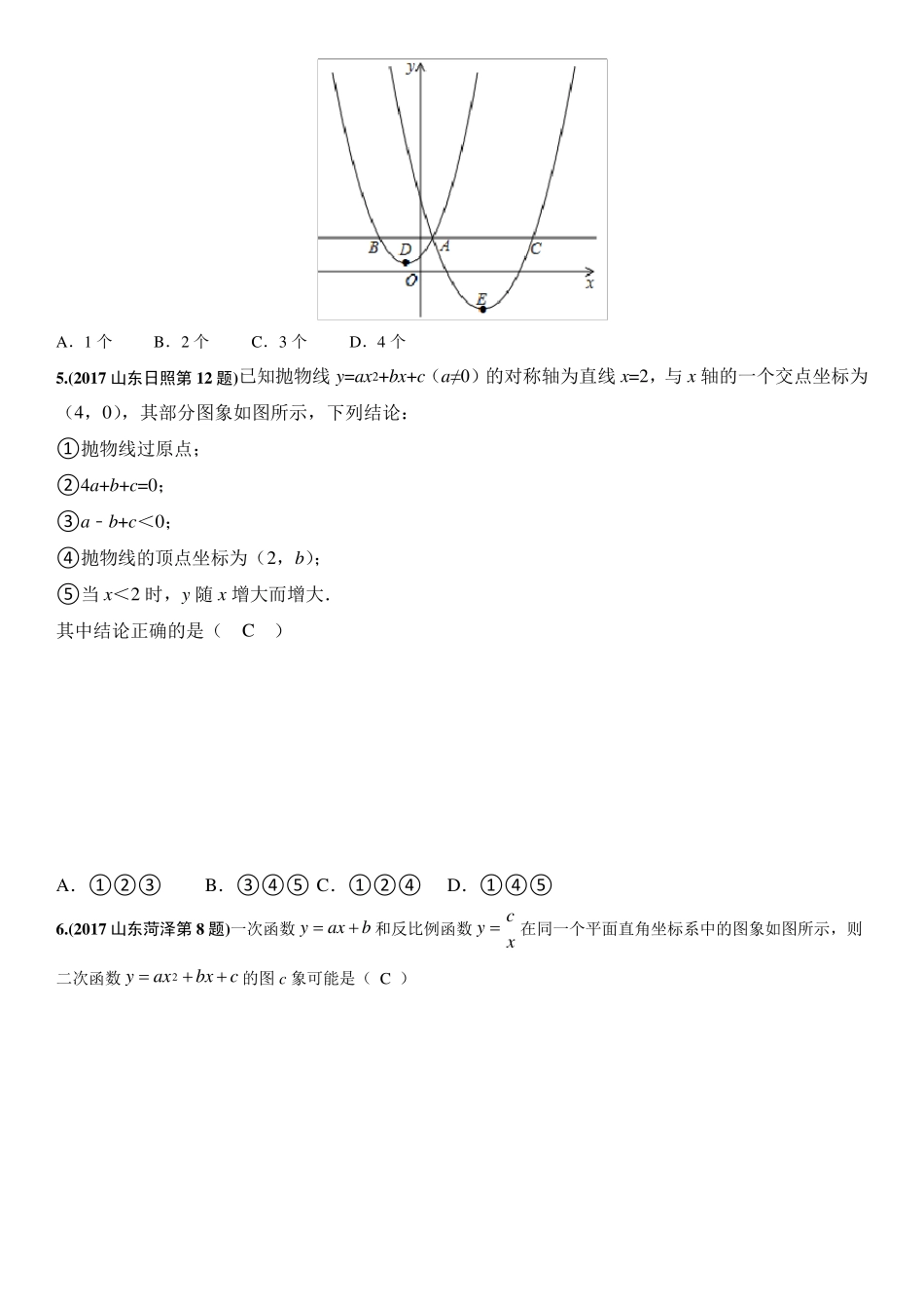 二次函数图象与字母系数的关系_第2页
