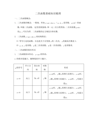 二次函数基础知识梳理