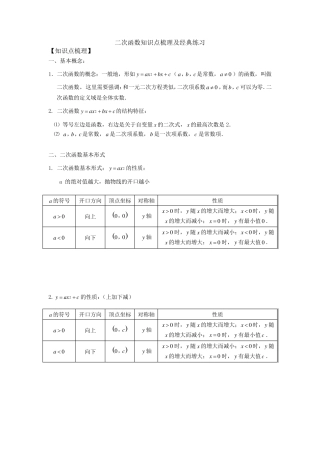 二次函数知识点梳理及经典练习(超详细)