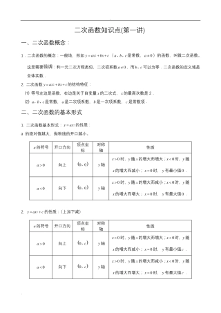 二次函数知识点汇总