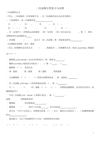 二次函数题型分类复习总结