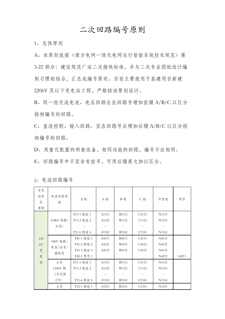 二次回路及电缆编号原则_第1页