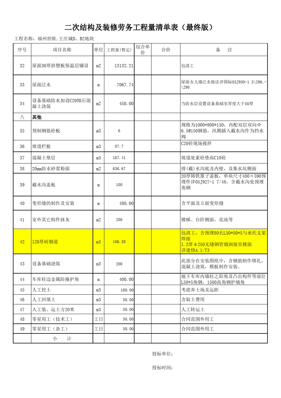 二次结构及粗装修清单(最终版)_第3页