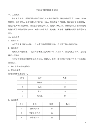 二次结构砌体施工方案