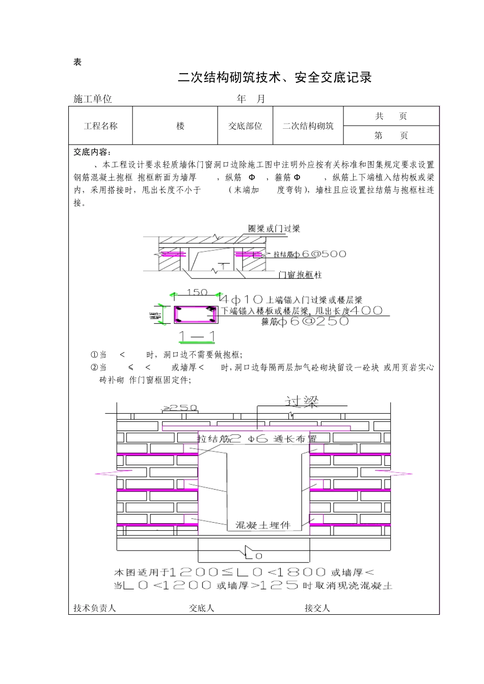 二次结构砌筑技术、安全交底记录_第3页