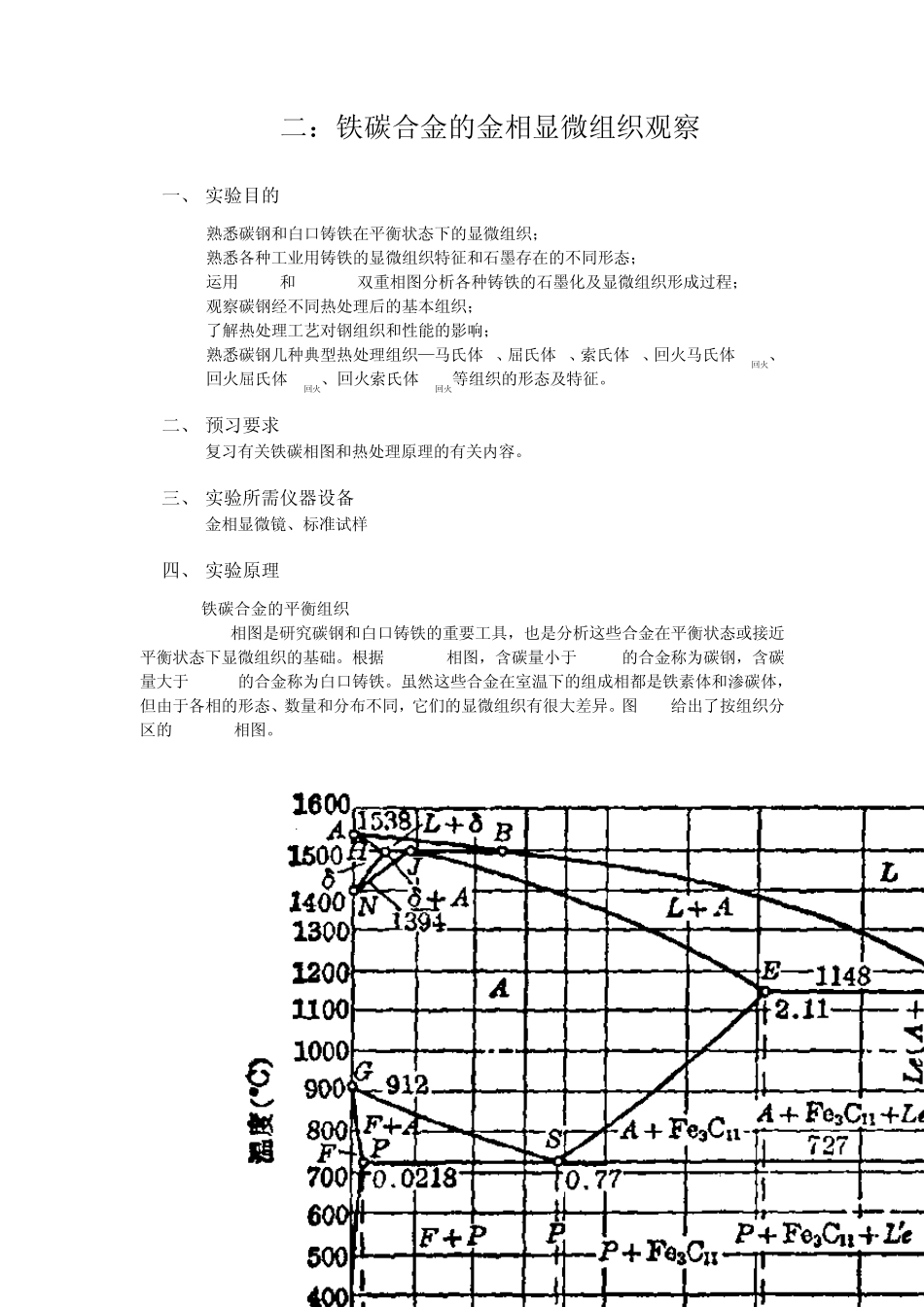 二铁碳合金的金相显微组织观察_第1页